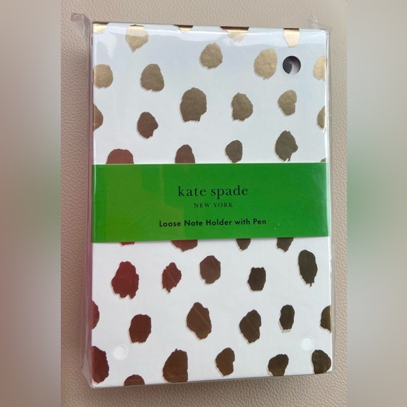 NWT! Set of kate spade note pad holder + pen 250 notes w/ gold gilded edge WHITE - Picture 8 of 16